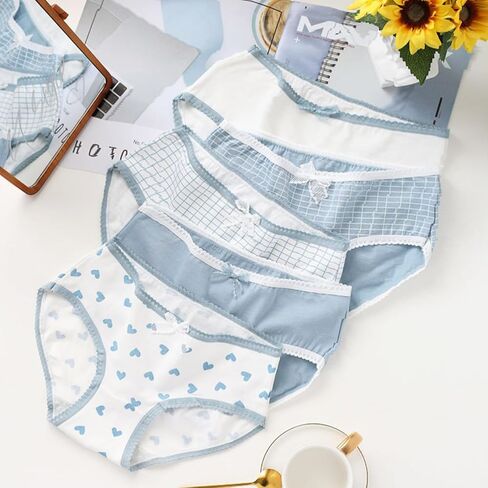 Women's Cotton Lace Trim Underwear Soft Breathable Cute Ladies Panties Briefs Lace Trim Plus Size 5-Pack in Saudi Arabia