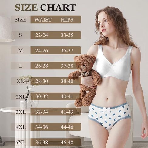 Women's Cotton Lace Trim Underwear Soft Breathable Cute Ladies Panties Briefs Lace Trim Plus Size 5-Pack in Saudi Arabia