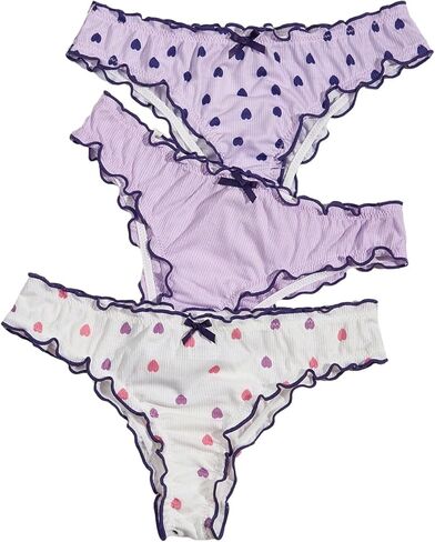SHENHE Women's 3 Packs Frilly Panties Vintage Style Heart Print Mid Rise Ruffle Cute Panties Underwear in Saudi Arabia