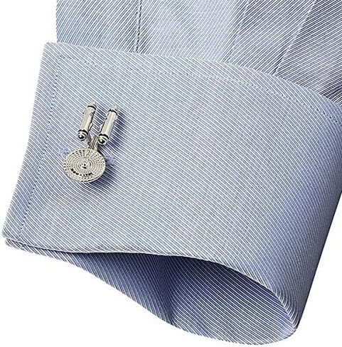 Cufflinks Inc. Star Trek Starship Enterprise Cufflinkc - إكسسوار خيال علمي مطلي بالروديوم للرجال | إغلاق خلفي رصاصي، هدية مرخصة رسميًا in Saudi Arabia
