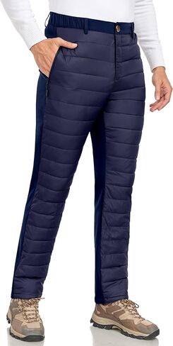 Little Donkey Andy Men's Puffer Pants Winter Warm Fleece Lined Quilted Insulation Snow Ski Pants, Black S in Kuwait