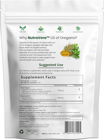 Oil of Oregano with Black Seed Oil Capsules – Dietary Supplement for Immune & Respiratory Wellness Support – with Carvacrol & Thymoquinone – Non-GMO, Gluten-Free – 300 Softgels in Saudi Arabia