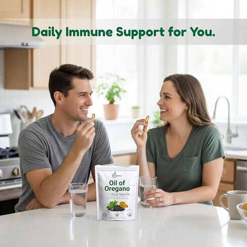 Oil of Oregano with Black Seed Oil Capsules – Dietary Supplement for Immune & Respiratory Wellness Support – with Carvacrol & Thymoquinone – Non-GMO, Gluten-Free – 300 Softgels in Saudi Arabia