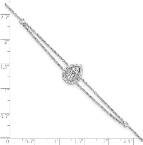 JewelryWeb 1.2mm Ss Rhodium Plated Polished 2 strand CZ Teardrop With 1.5in Extension Bracelet 7 Inch-Strand-Bracelet for Women in Saudi Arabia