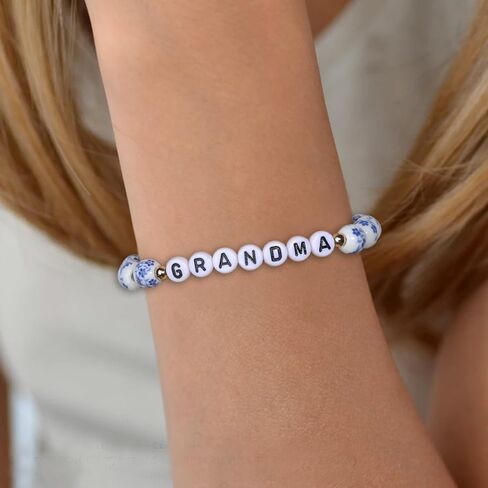 Blue and White Porcelain Bow Bracelet, Christmas/Mother's Day/Valentine's Day/Birthday Gift for Mom/Grandma in Saudi Arabia