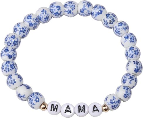 Blue and White Porcelain Bow Bracelet, Christmas/Mother's Day/Valentine's Day/Birthday Gift for Mom/Grandma in Saudi Arabia