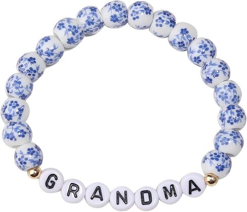 Blue and White Porcelain Bow Bracelet, Christmas/Mother's Day/Valentine's Day/Birthday Gift for Mom/Grandma in Saudi Arabia
