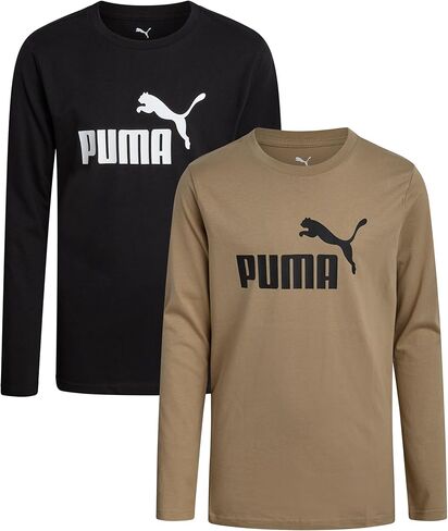 قمصان للأولاد بأكمام طويلة من PUMA - عبوة من 2 تي شيرت رياضي للشباب برقبة دائرية وأداء رياضي للأولاد (8-20) in Kuwait
