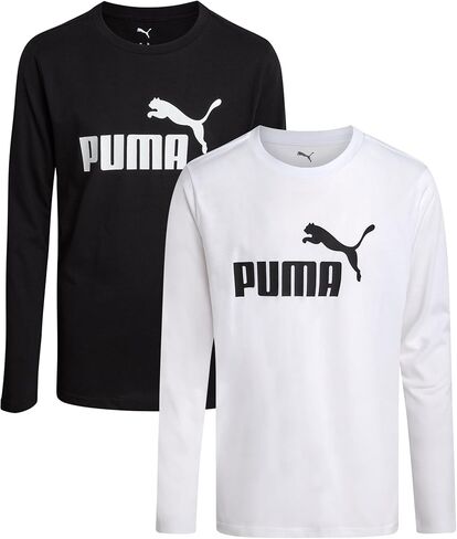 PUMA Boys Long Sleeve Shirts - 2 Pack Athletic Youth Crew Neck Performance Activewear Boys T Shirts for Kids (8-20) in Saudi Arabia