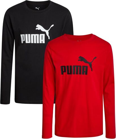 PUMA Boys Long Sleeve Shirts - 2 Pack Athletic Youth Crew Neck Performance Activewear Boys T Shirts for Kids (8-20) in Saudi Arabia