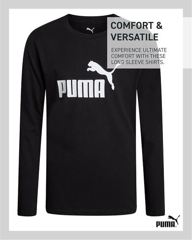 PUMA Boys Long Sleeve Shirts - 2 Pack Athletic Youth Crew Neck Performance Activewear Boys T Shirts for Kids (8-20) in Saudi Arabia