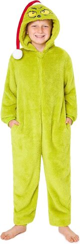 بيجامة The Grinch قطعة واحدة للنساء، بذلة صوف مع قبعة سانتا، للأطفال والمراهقين والبالغين in Saudi Arabia