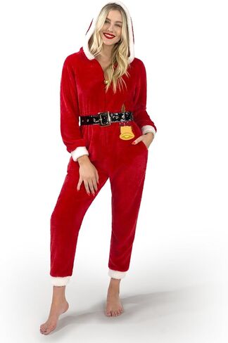 بيجامة عيد الميلاد للسيدات البالغات من Giggling Getup، بذلة بقلنسوة للعطلات in Kuwait