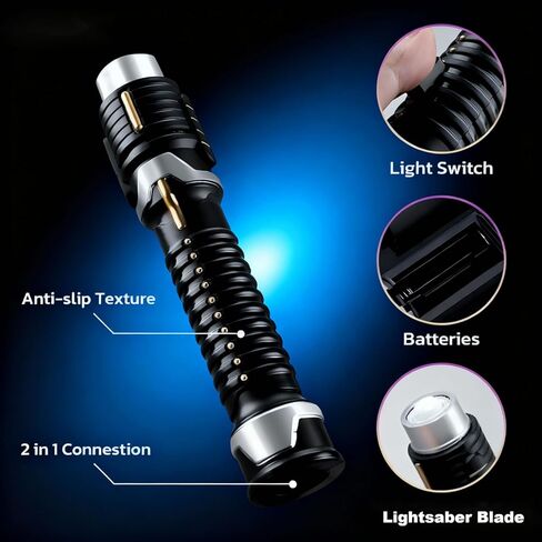 سيوف الضوء الأزرق الأحمر للأطفال - 2 حزمة تأثيري قابل للسحب انفصال LED ضوء SaberToy مجموعة مع الفتيات الفتيان والكبار - هدية لعيد الهالوين عيد الميلاد حفلة عيد ميلاد in Kuwait