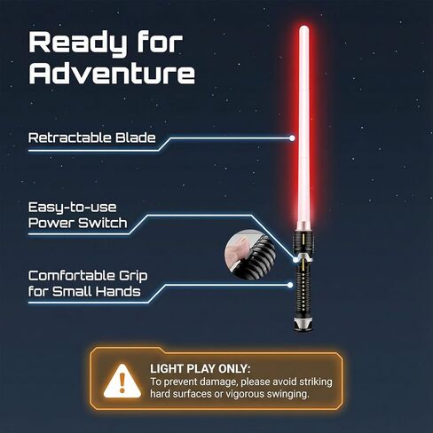 سيوف الضوء الأزرق الأحمر للأطفال - 2 حزمة تأثيري قابل للسحب انفصال LED ضوء SaberToy مجموعة مع الفتيات الفتيان والكبار - هدية لعيد الهالوين عيد الميلاد حفلة عيد ميلاد in Kuwait