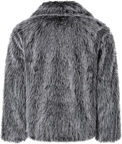FANARCHER Men's Winter Faux Fur Coat Fluffy Jacket Turn Collar Luxury Overcoat Long Sleeve Parka Fleece Furry Outwear in Saudi Arabia