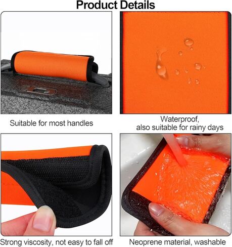 2Pcs Luggage Handle Wrap for Suitcase Bag, Comfort Waterproof Luggage Identifiers Handle Protection Covers Grips, Airplane Travel Accessories, Orange in Saudi Arabia
