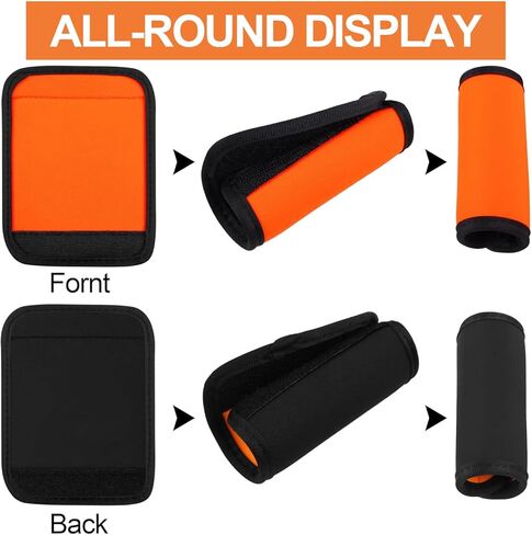 2Pcs Luggage Handle Wrap for Suitcase Bag, Comfort Waterproof Luggage Identifiers Handle Protection Covers Grips, Airplane Travel Accessories, Orange in Saudi Arabia