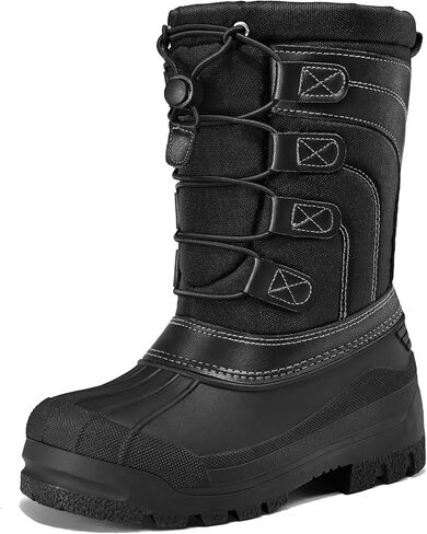 K KomForme Snow Boots for Boys Insulated Waterproof Fur Lined Warm Shoes for Outdoor (Toddler/Little Kid/Big Kid) in Kuwait