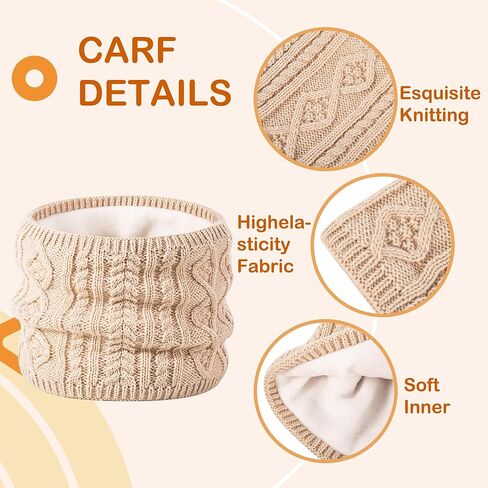 Kids Winter Beanie Hat and Scarf Set with Pom Pom for Girls, Children's Thick Ski Cap with Earflap Fleece Lined Hat 3-9 Years in Saudi Arabia