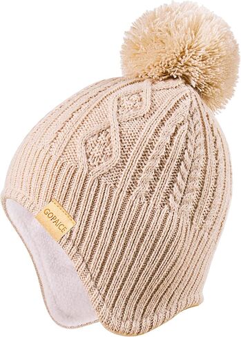 Kids Winter Beanie Hat and Scarf Set with Pom Pom for Girls, Children's Thick Ski Cap with Earflap Fleece Lined Hat 3-9 Years in Saudi Arabia