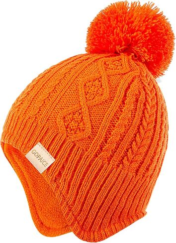 Kids Winter Beanie Hat and Scarf Set with Pom Pom for Girls, Children's Thick Ski Cap with Earflap Fleece Lined Hat 3-9 Years in Saudi Arabia