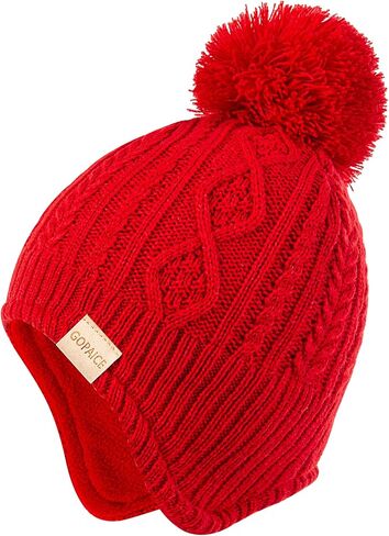 Kids Winter Beanie Hat and Scarf Set with Pom Pom for Girls, Children's Thick Ski Cap with Earflap Fleece Lined Hat 3-9 Years in Saudi Arabia