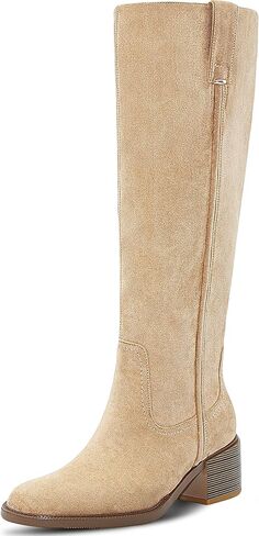 Knee High Boots for Women Chunky Heel Round Toe Leather Patent Boots Low Block Heel Tall Boots With Side Zipper in Saudi Arabia