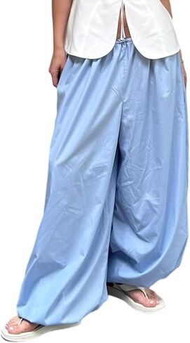 Tbahhir Women's Wide Leg Pleated Harem Pants Drawstring Elastic Waist Baggy Casual Palazzo Balloon Barrel Joggers in Saudi Arabia