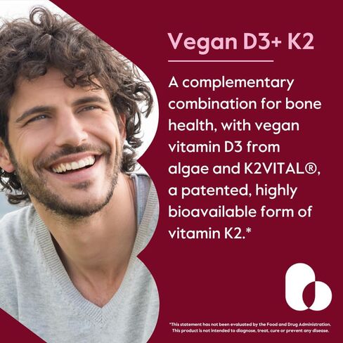 BESTVITE Vegan Vitamin D3 5000 IU + Vitamin K2 100 mcg as MK-7 (120 Vegetarian Capsules) - No Stearates - Vegan - Non GMO - Gluten Free in Saudi Arabia