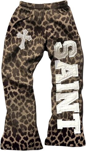 Women's Y2K Retro Letter Graphic Sweatpants Elastic Waist Wide Leg Drippy Pants Trousers Streetwear in Saudi Arabia