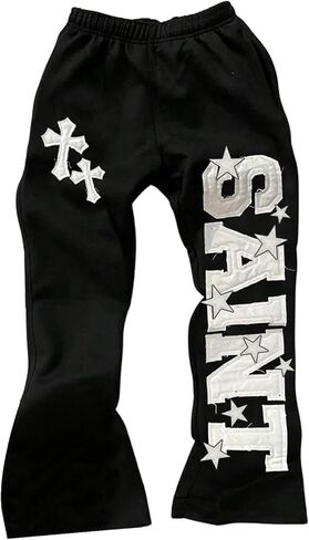 Women's Y2K Retro Letter Graphic Sweatpants Elastic Waist Wide Leg Drippy Pants Trousers Streetwear in Saudi Arabia
