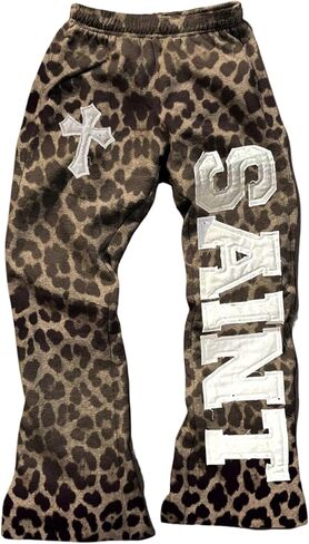 Women's Y2K Retro Letter Graphic Sweatpants Elastic Waist Wide Leg Drippy Pants Trousers Streetwear in Saudi Arabia