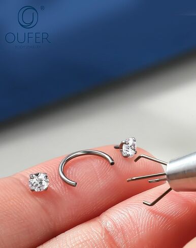 حلقات أنف على شكل حدوة حصان من OUFER، حلقات أنف من الفولاذ الجراحي 316L مزدوجة لامعة شفافة تشيكوسلوفاكيا للنساء، 20 جرام 7 مم أقراط غضروفية ملولبة داخليًا، مجوهرات ثقب الأذن على شكل حلزون الشفاه in Kuwait
