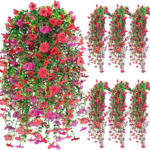 6 Pcs Artificial Hanging Plants Fall Faux Eucalyptus Leaf Fall Fake Hanging Flowers Fall Hanging Vines Artificial Fall Flowers Faux Autumn Plants for Thanksgiving Indoor Outdoor House Wedding Party in Kuwait