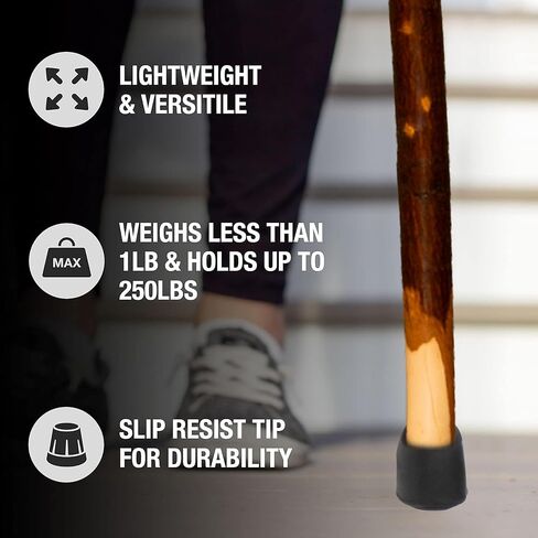 Rustic Wooden Walking Sticks for Hiking - Handcrafted Walking Sticks for Kids, Women & Men - Hiking Staffs with Leather Wrist Strap & Non-Slip Rubber in Saudi Arabia