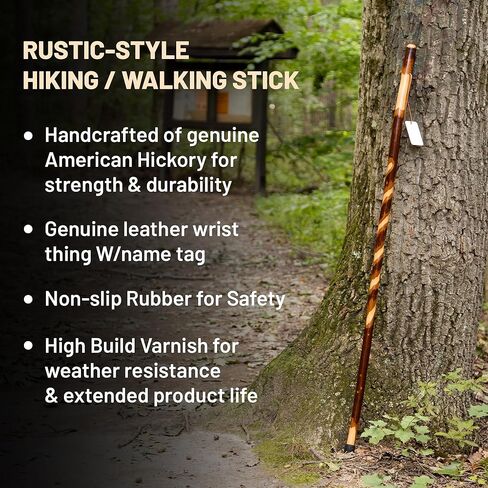 Rustic Wooden Walking Sticks for Hiking - Handcrafted Walking Sticks for Kids, Women & Men - Hiking Staffs with Leather Wrist Strap & Non-Slip Rubber in Saudi Arabia