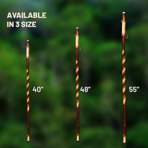 Rustic Wooden Walking Sticks for Hiking - Handcrafted Walking Sticks for Kids, Women & Men - Hiking Staffs with Leather Wrist Strap & Non-Slip Rubber in Saudi Arabia