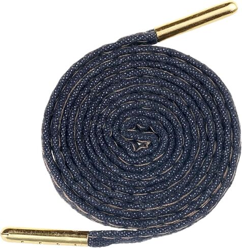 Cotton Blend Denim Flat Shoelace, 0.31'' Width Shoe Laces with Metal Tips for Sneakers in Saudi Arabia