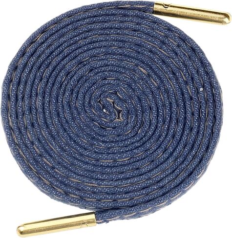 Cotton Blend Denim Flat Shoelace, 0.31'' Width Shoe Laces with Metal Tips for Sneakers in Saudi Arabia