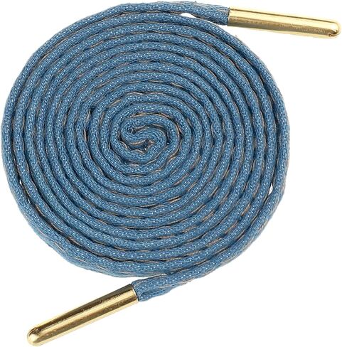 Cotton Blend Denim Flat Shoelace, 0.31'' Width Shoe Laces with Metal Tips for Sneakers in Saudi Arabia