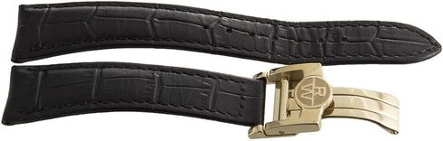 RaymondWeil 20mm Black Leather Watch Band Strap with Gold-Tone Stainless Steel Deployment Buckle V3.15 in Saudi Arabia