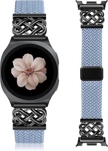 Braided Magnetic Band Compatible with Samsung Galaxy Watch 8 7 6 5 4 FE 40mm 44mm/8 6 Classic/5 Pro/4 Classic/3 41mm/Active 2 Women Men, 20mm Celtic Stretchy Elastic Dressy Nylon Strap, No for Ultra in Saudi Arabia