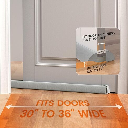 fowong Door Draft Stopper 36" Adjustable Under Door Draft Stopper Soundproofing 30 Inch to 36 Inch Triangle Noise Blocker Seal Large Gap up to 1.7", Easy to Install Grey in Saudi Arabia
