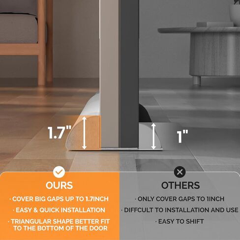 fowong Door Draft Stopper 36" Adjustable Under Door Draft Stopper Soundproofing 30 Inch to 36 Inch Triangle Noise Blocker Seal Large Gap up to 1.7", Easy to Install Grey in Saudi Arabia