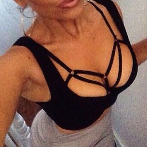 Women Sexy Elastic Harness Lingerie Hollow Out Cupless Cage Bra in Saudi Arabia