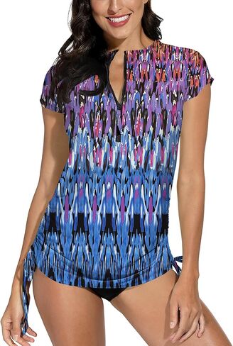 BesserBay Women's Rash Guard UPF 50+ Ruched Swim Shirt 1/4 Zip Performance Top S-XXL in Saudi Arabia