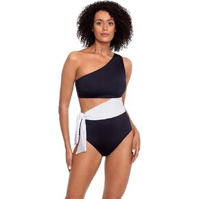 Lauren Ralph Lauren Bel Air Solids Cutout One Shoulder One-Piece Black 8 in Saudi Arabia