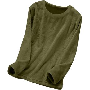 المرأة بيجامة صوف بلايز طويلة الأكمام الحرارية البلوز ملابس خاصة شتاء دافئ Crewneck قمصان لينة غامض المتسكعون in Kuwait