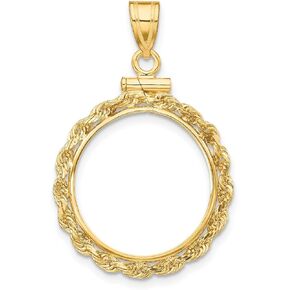 14k الذهب الأصفر 2mm حبل المسمار الأعلى 17.8mm عملة الحافة قلادة in Kuwait